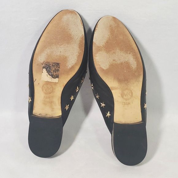Michael Kors Star NATASHA Slide-On Mules Womens Sz 7.5 Black Leather Star Studs - Picture 11 of 16